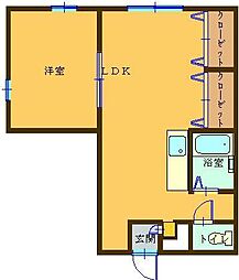 パレスコート神川2 1LDKの間取図画像