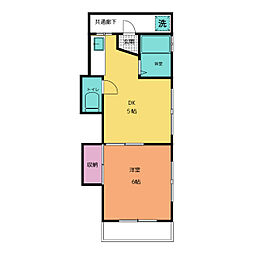 コーポ三好 2階1DKの間取り