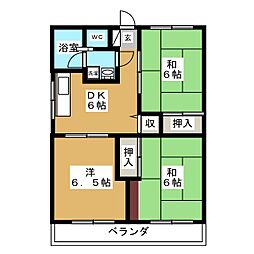 第1コーポ長谷川 3階3DKの間取り