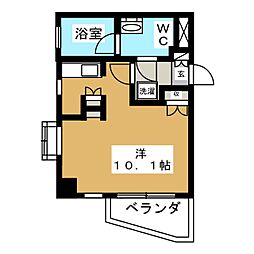 アーク松戸中央公園 10階ワンルームの間取り