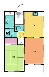 メゾンコムラ 2階2DKの間取り