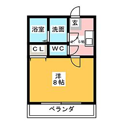 クレフラスト松戸吉井町B棟 1階1Kの間取り