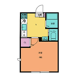 京成松戸線 上本郷駅 徒歩6分の賃貸アパート 2階1Kの間取り