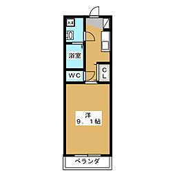 Ｍａｇｎｏｌｉａ　ｃｏｕｔ　II 2階1Kの間取り