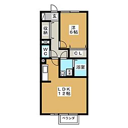 ヴィアノ　I 1階1LDKの間取り