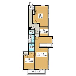 アプリコットハウス 1階2SLDKの間取り