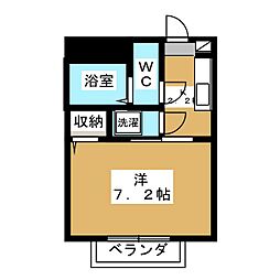 モリハイツ 1階1Kの間取り