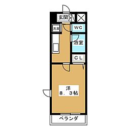 アジュールI 1階1Kの間取り