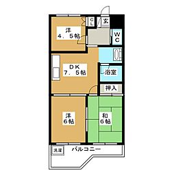 ルナマンション松戸 3DKの間取図画像
