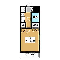 ベルシティ 1Kの間取図画像