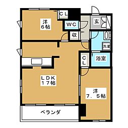 松戸宿楓雅24 2LDKの間取図画像