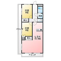 関第一ビル 2LDKの間取図画像
