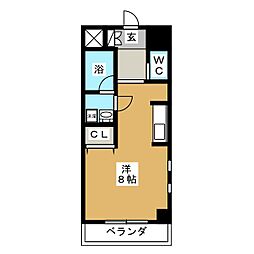 ロゼレーヌ ワンルームの間取図画像