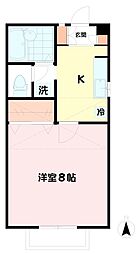 アビタシオンT 2階1Kの間取り