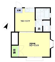 エムハイツ91 1階1Kの間取り