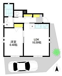 パークサイドプルメリア 1階1LDKの間取り