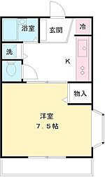 ラ・メゾン・デ・フロール 2階1Kの間取り