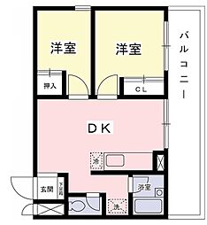 ハイム上祖師谷 2DKの間取図画像