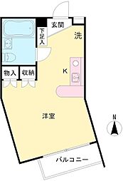 ヴィラパストラール ワンルームの間取図画像