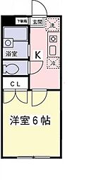 コーポアサヒ 1Kの間取図画像