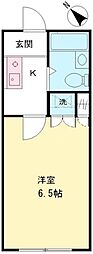 サンハイツ西調布 1階1Kの間取り