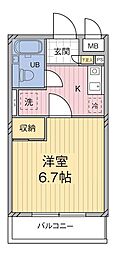 エクセルハイム 1Kの間取図画像