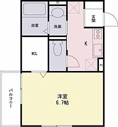 ロイヤルパレス国領 1Kの間取図画像