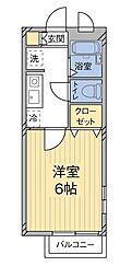 ウッディー 1Kの間取図画像