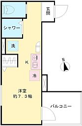 MELLAS矢川IV 1Kの間取図画像