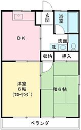 福寿荘 2階2Kの間取り