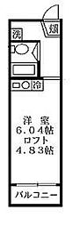 京王相模原線 京王堀之内駅 徒歩10分の賃貸アパート 2階ワンルームの間取り