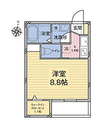 LushLifeSekiba 1Kの間取図画像