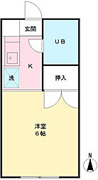 向ノ岡ハイツ3 1Kの間取図画像