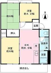 サンライフ伊登屋A 3DKの間取図画像