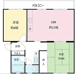 メイゾンクレーユ多摩 2LDKの間取図画像