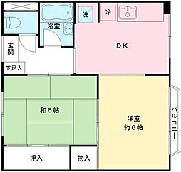 カーサ・ファミーリア 2DKの間取図画像