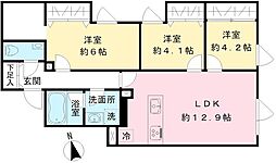 COEUR　BLANC八幡山 3階3LDKの間取り