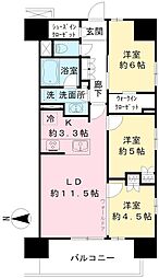 ザ・グランクロス多摩センター 6階3LDKの間取り