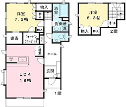 豊ヶ丘メゾネット住宅 2SLDKの間取り