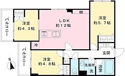 COEUR　BLANC八幡山 3階3LDKの間取り