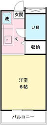 グリーンハイツ唐木田 3階ワンルームの間取り