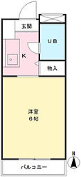 グランドハイツ斉藤A棟 ワンルームの間取図画像