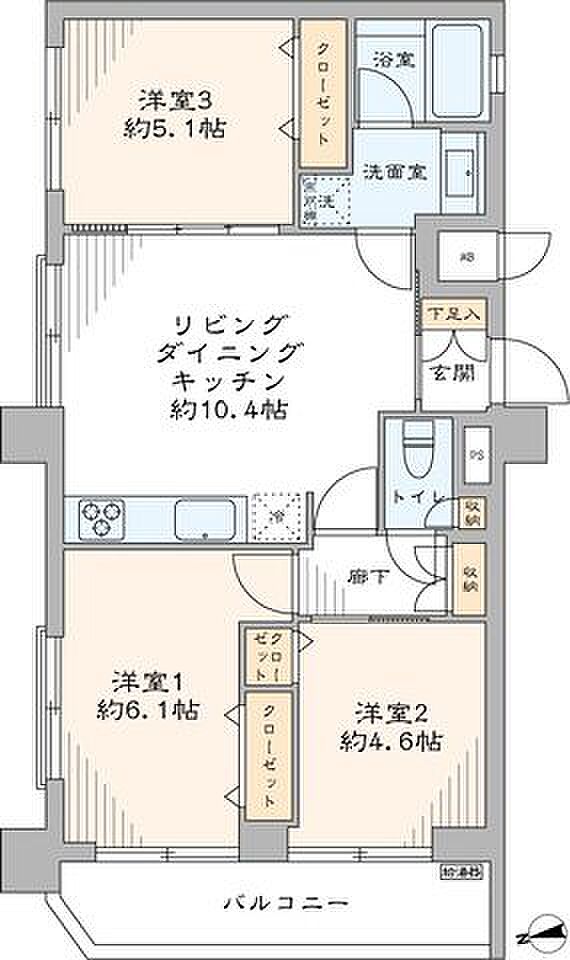 角部屋の収納豊富な3LDKです。給水管・給湯管に至るまで新規交換済みのお部屋です。