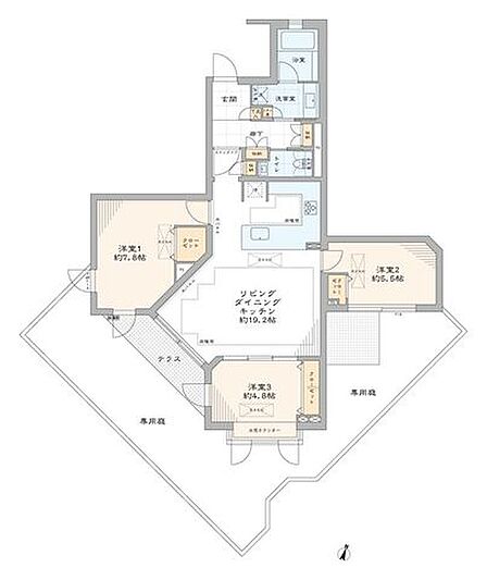 3LDK 間取り