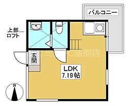 AWAZUKU　TERRACE 2階ワンルームの間取り