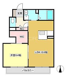 エスペランス三河B 1階1LDKの間取り