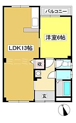 林マンション 1LDKの間取図画像