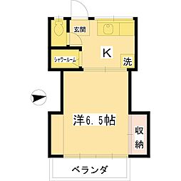 第一石坂荘 1Kの間取図画像