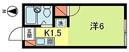 Kホームズ 2階1Kの間取り