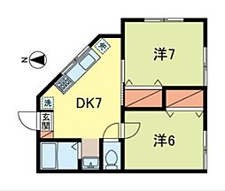 松ノ木第6ハイデンス 1階2DKの間取り